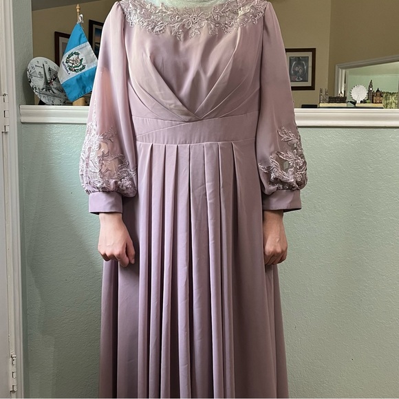 JJ’s HOUSE DRESS A- line Scoop Asymmetrical Chiffon Evening Dress - Picture 9 of 13